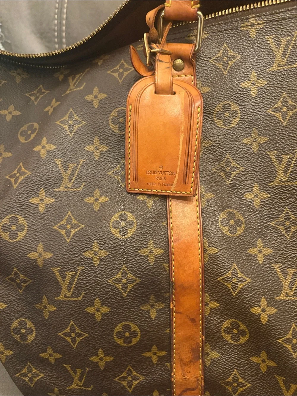 Louis Vuitton Brown Monogram Canvas Duffel with Tan Leather Trim
